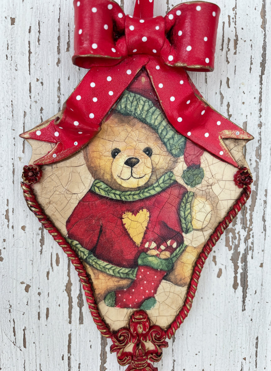 Suspension “Ourson de Noël” – Style Vintage