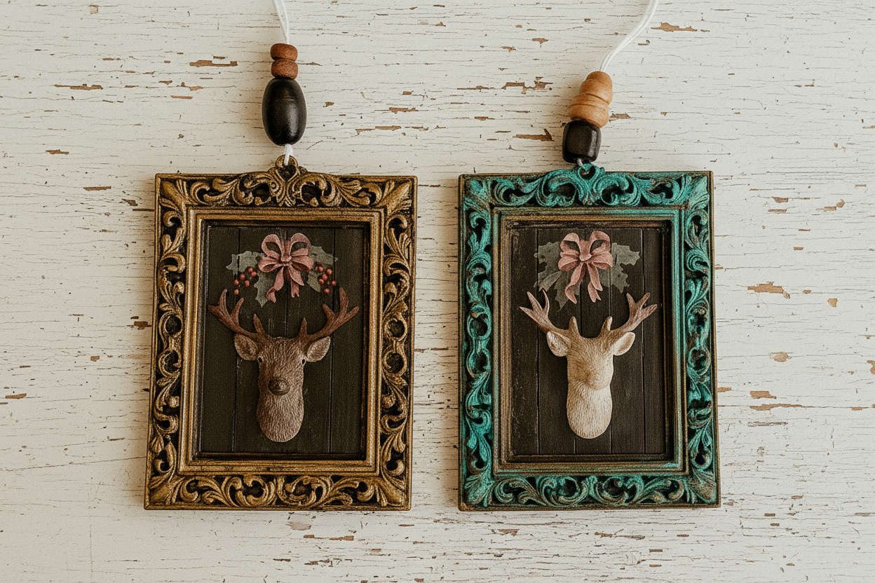 Cadres Suspendus Têtes de Cerf Vintage