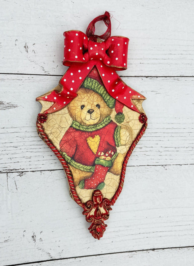 Suspension “Ourson de Noël” – Style Vintage