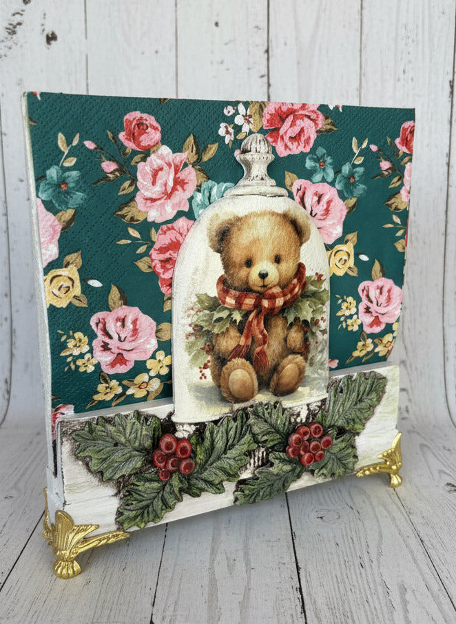 Porte-serviette “Ourson de Noël” – Esprit Vintage
