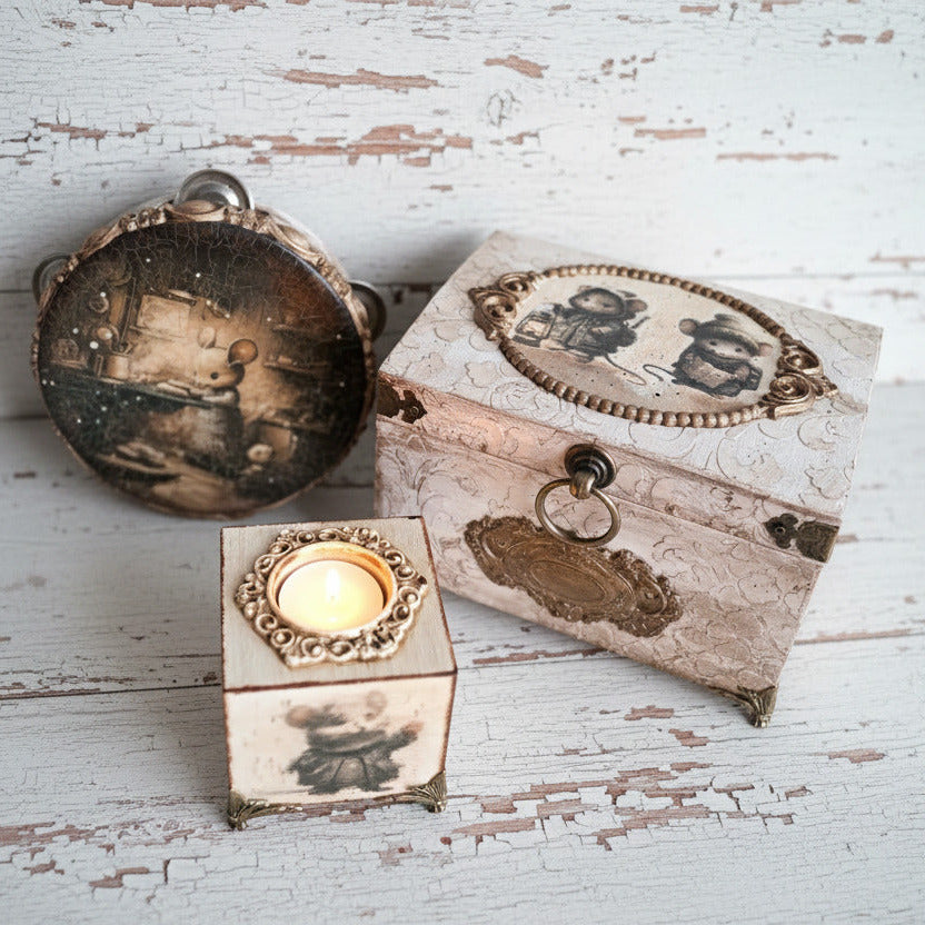 Bougeoire cube vintage petites souris