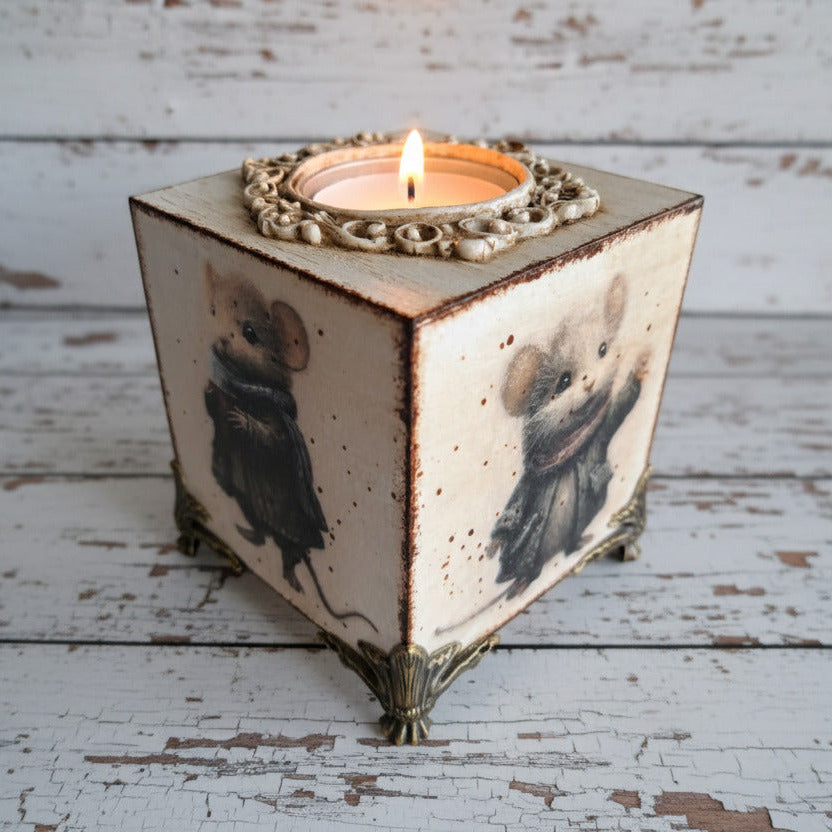 Bougeoire cube vintage petites souris