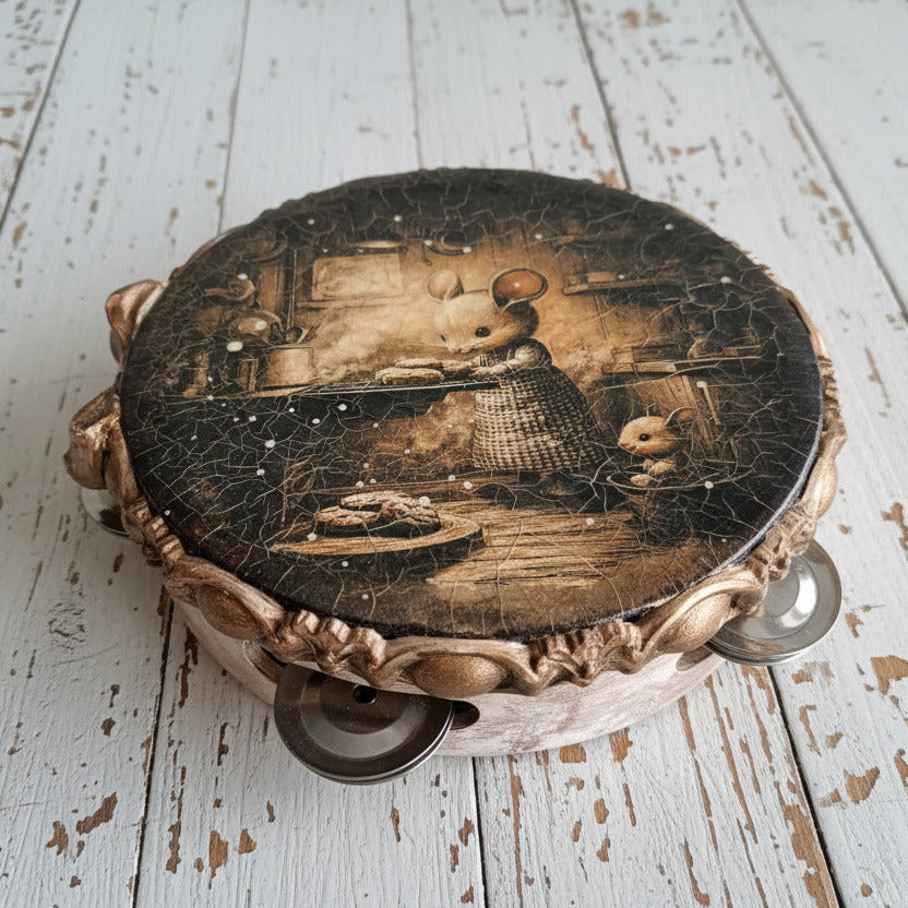 Tambourin décoratif vintage petites souris