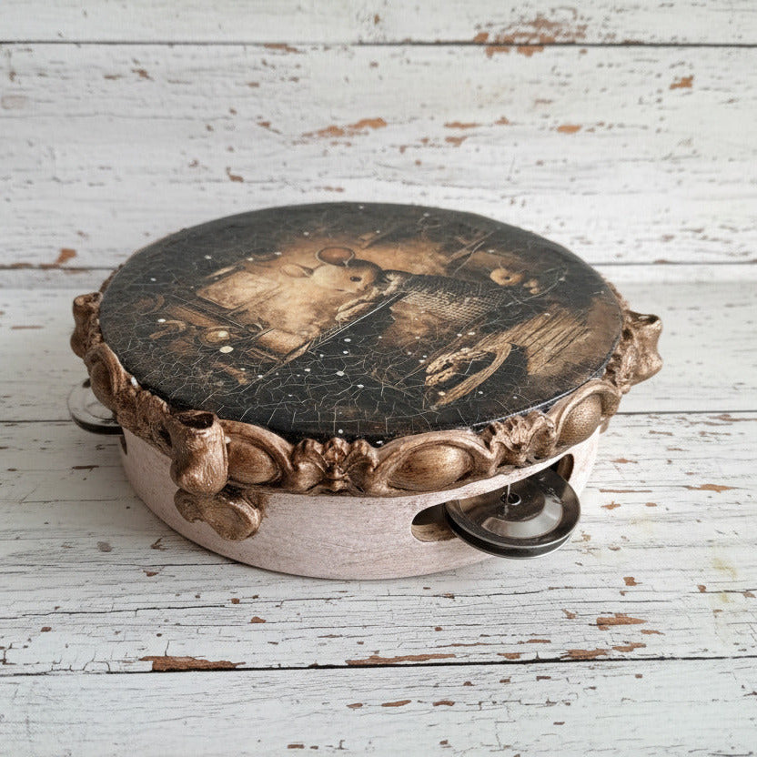 Tambourin décoratif vintage petites souris