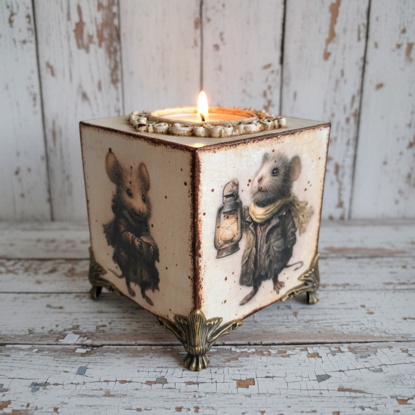 Bougeoire cube vintage petites souris