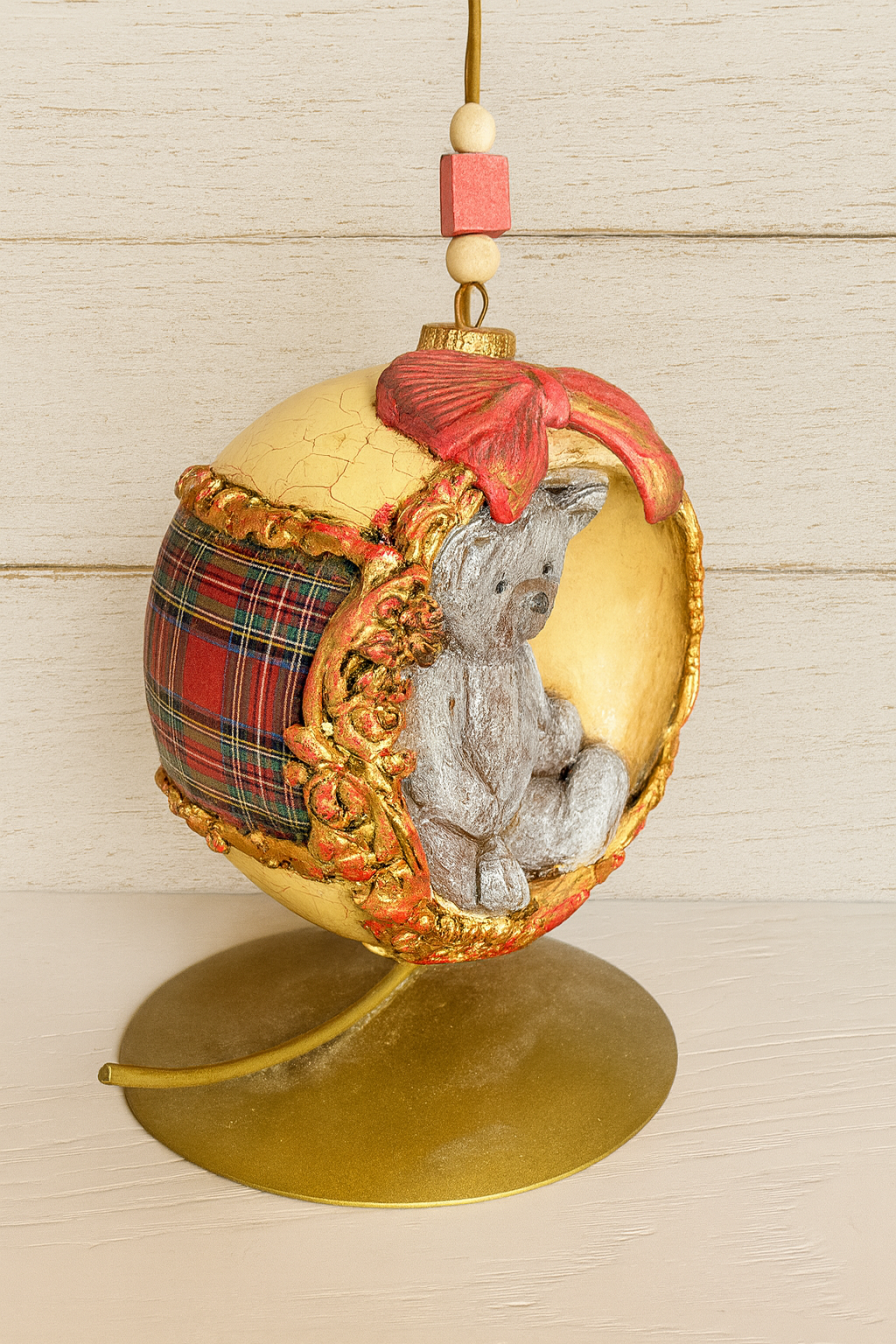 Boule de Noël Vintage Ourson Douillet