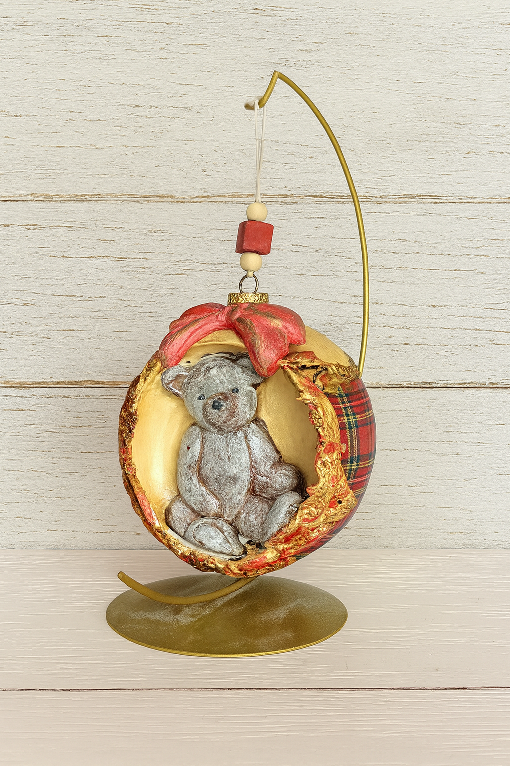 Boule de Noël Vintage Ourson Douillet