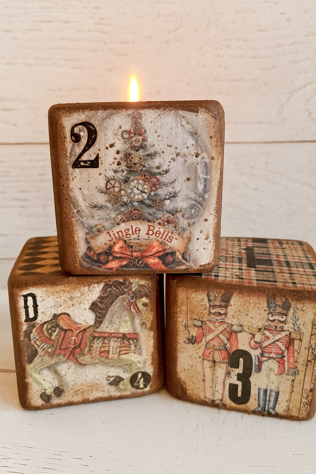 Les Cubes Bougeoir de Noël Vintage