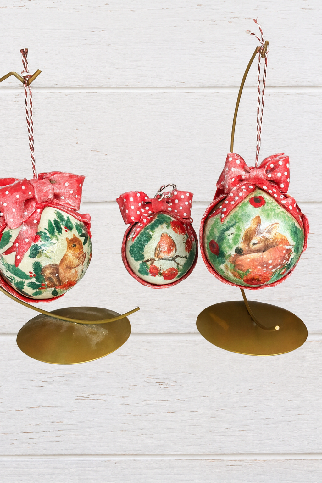 Trio de Boules de Noël “Petits Animaux des Bois”