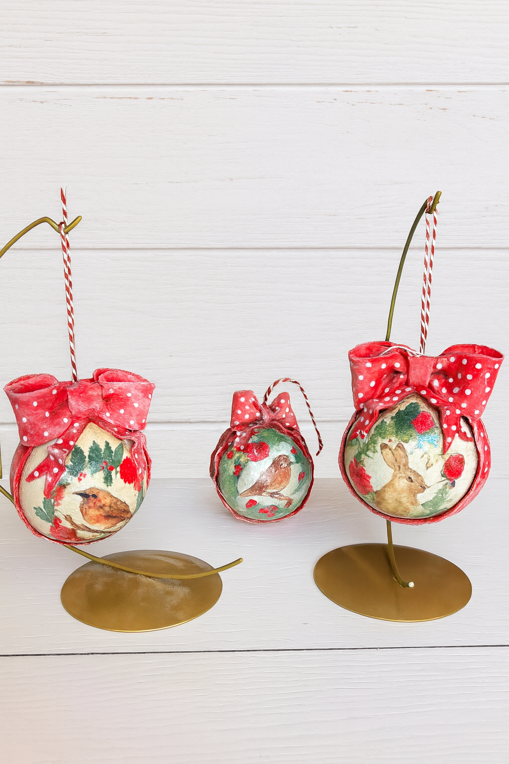 Trio de Boules de Noël “Petits Animaux des Bois”