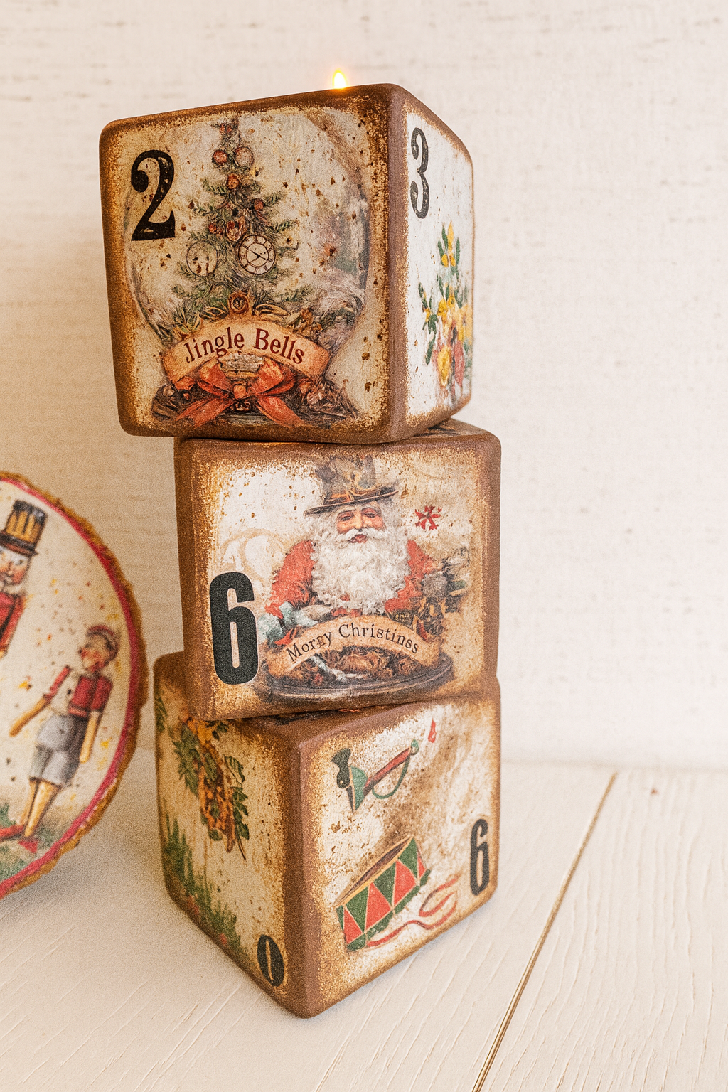 Les Cubes Bougeoir de Noël Vintage