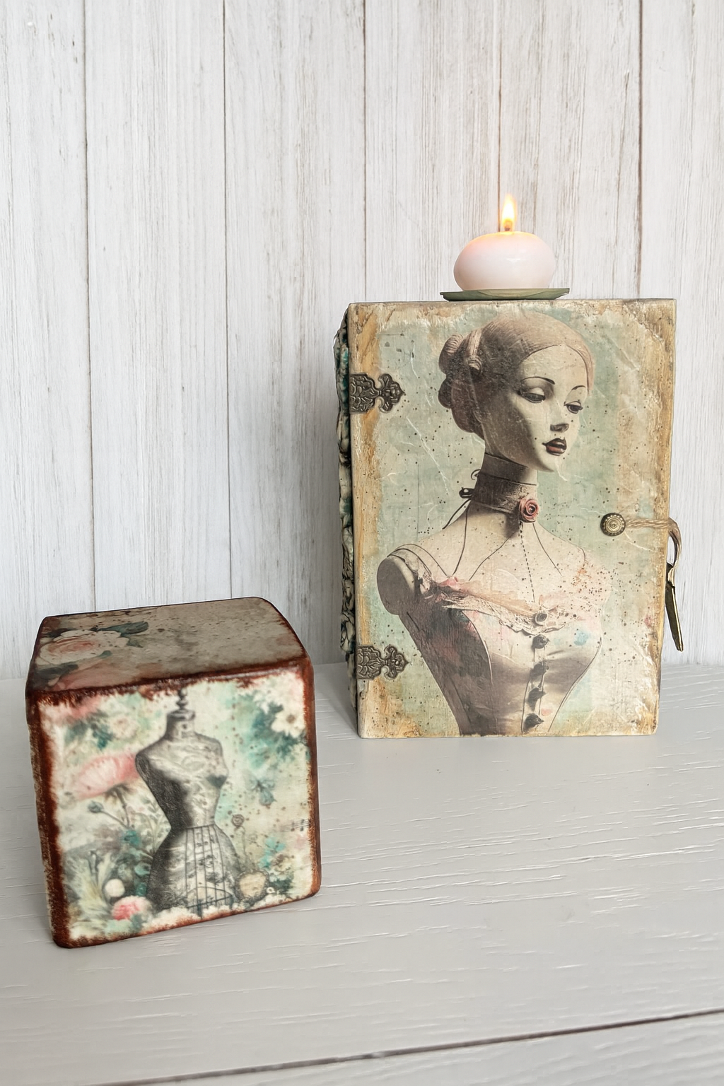 Ensemble Bougeoir et Cube Vintage