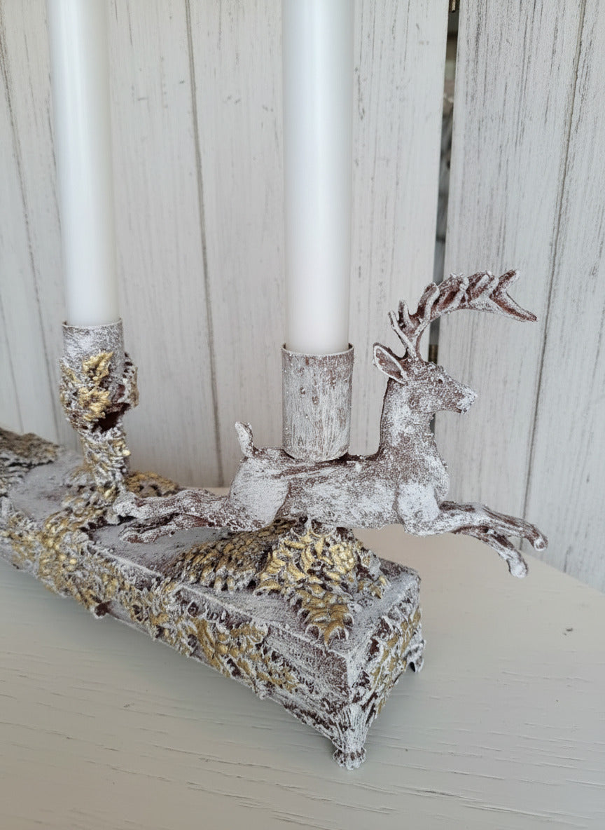 Bougeoir cerf et neige
