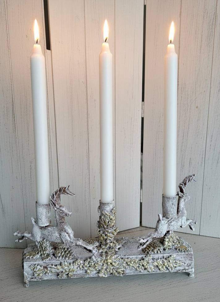 Bougeoir cerf et neige