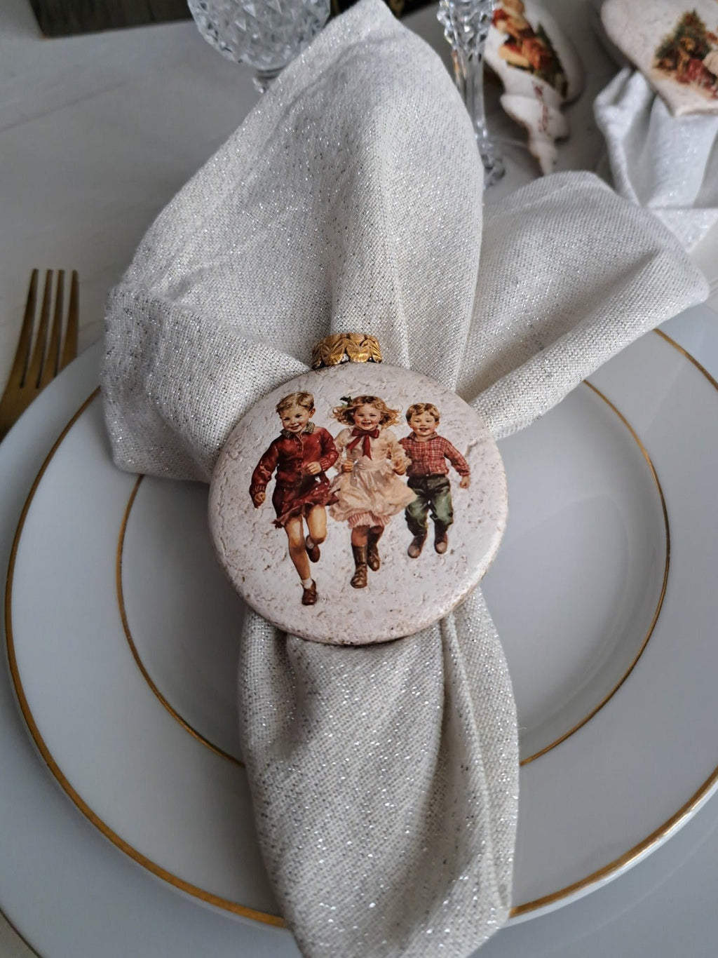 Ronds de serviettes Vintage boule de Noel