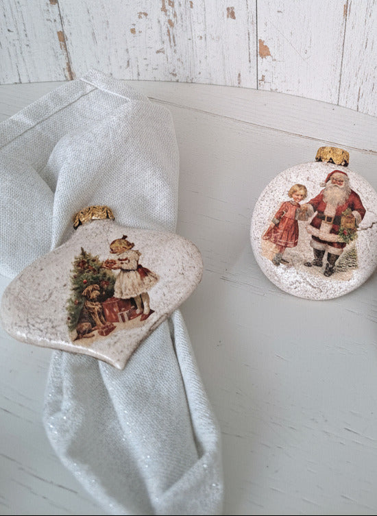 Ronds de serviettes Vintage boule de Noel