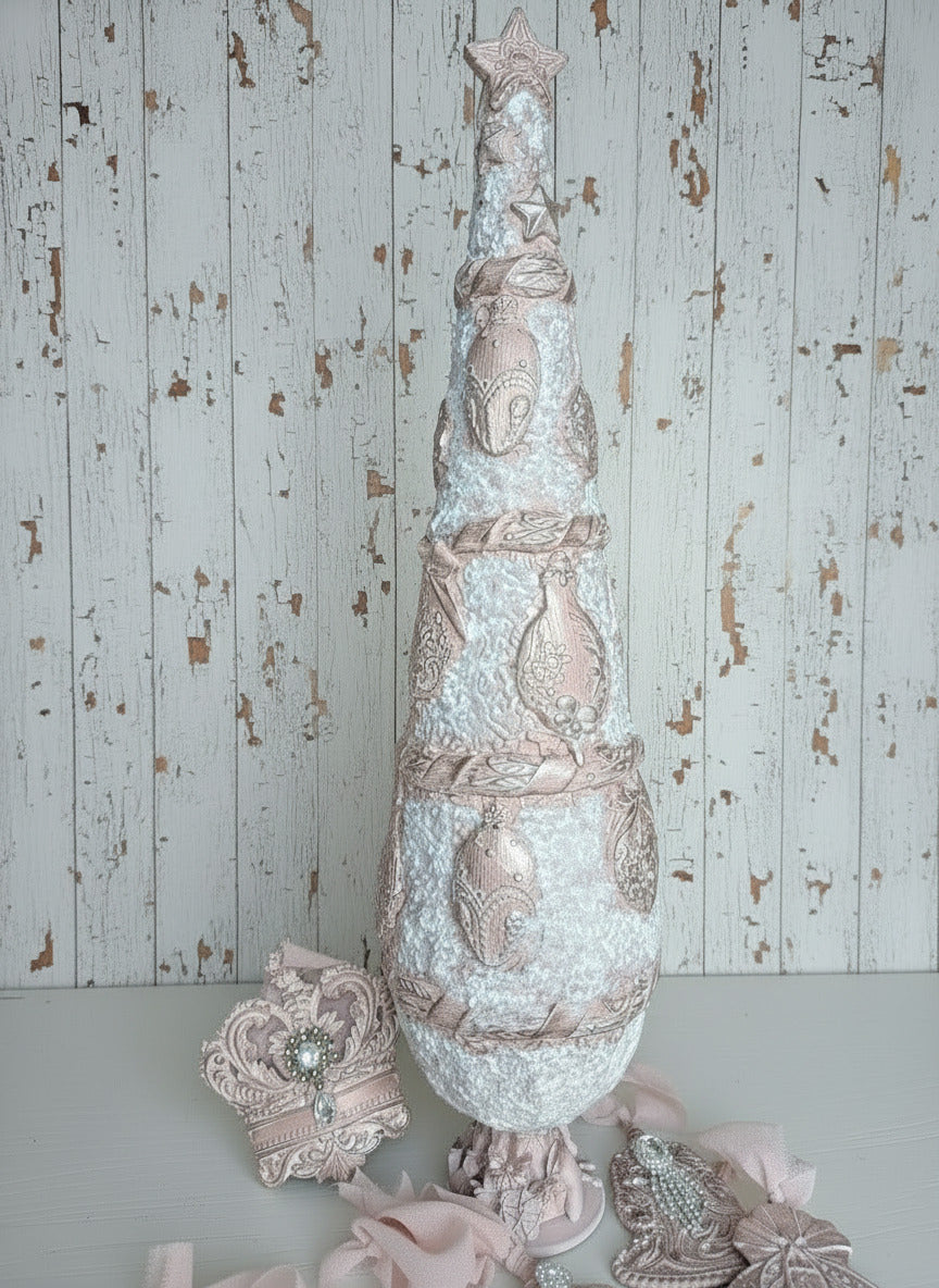 Sapin décoratif Shabby rose poudré